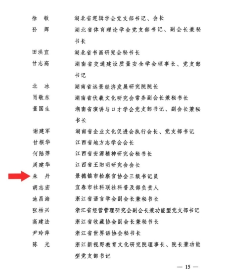 喜报！市检察官协会朱丹同志荣获“全国社科联优秀社会组织工作者”称号